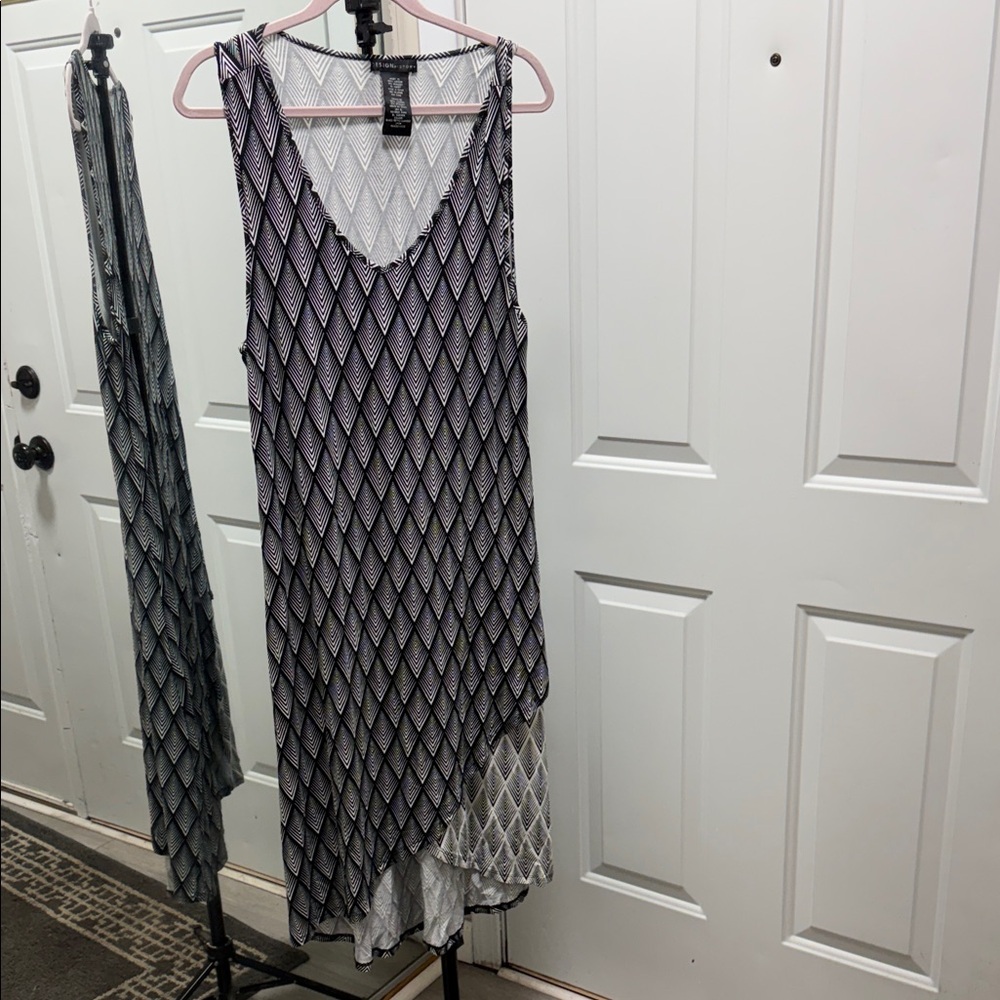 Design History Black & White Diamond Asymmetrical Dress